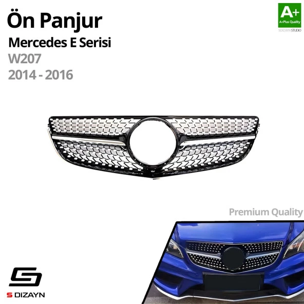S-Dizayn Mercedes E-Class W207 Ön Panjur Parlak Siyah Piano Black Diamond Model 2014-2016 - 2