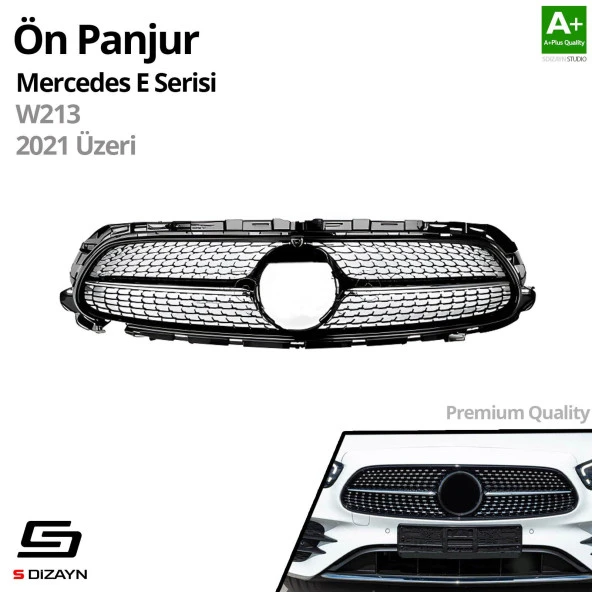 S-Dizayn Mercedes E-Class W213 Ön Panjur Parlak Siyah Piano Black Diamond Model 2021 Üzeri - 2