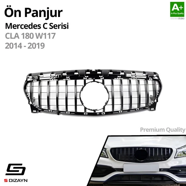 S-Dizayn Mercedes CLA180 W117 Ön Panjur Parlak Siyah Piano Black GTR Model 2014-2019 - 2