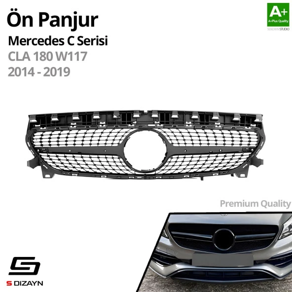 S-Dizayn Mercedes CLA180 W117 Ön Panjur Parlak Siyah Piano Black Diamond Model 2014-2019 - 2