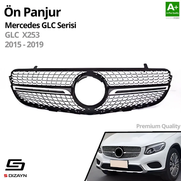 S-Dizayn Mercedes GLC X253 Ön Panjur Parlak Siyah Piano Black Diamond Model 2015-2019 - 2