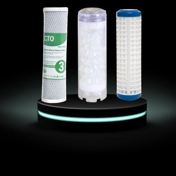 Sulook Daire Girişi 10 Inç Tortu, Kireç ve Klor Önleyici Üçlü Sayaç Filtresi - Resim 3