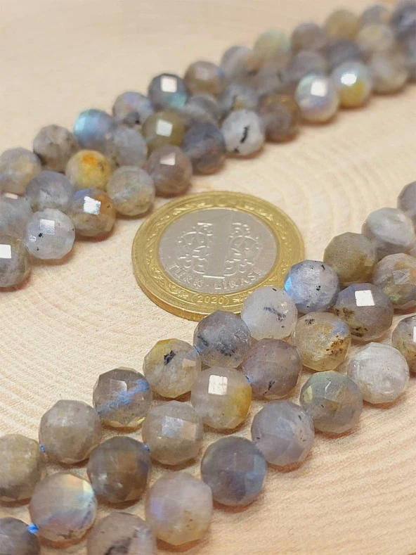Labradorit Taşı Faset Kesim 8mm dizi (45928) - Resim 2