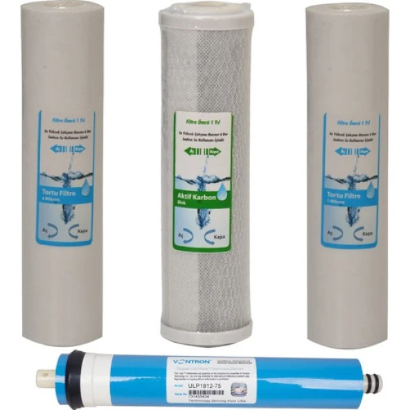 WaterGold Su Arıtma 5 ve 1 Micron Tortu, Blok Aktif Karbon ve Membran Filtre