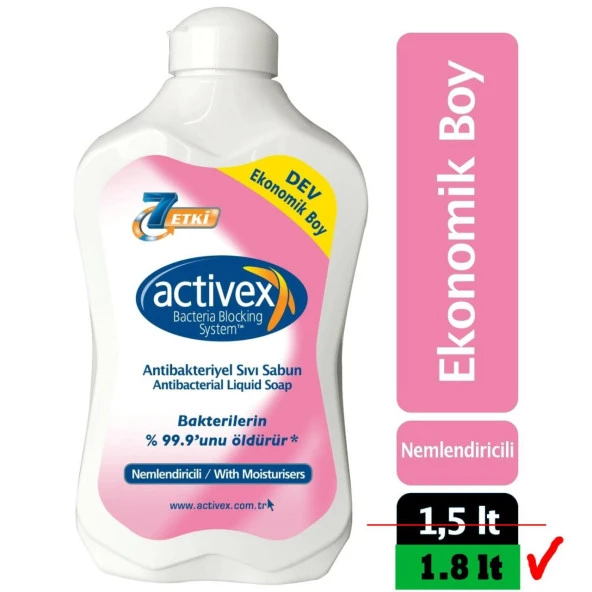 Activex Antibakteriyel Sıvı Sabun 1.8 lt Nemlendirici