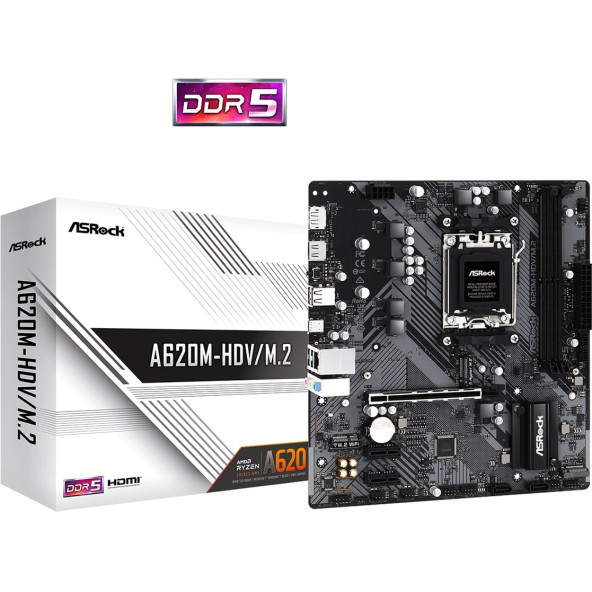 ASROCK  ANAKART - 90-MXBLL0-A0UAYZ- A620M-HDV/M.2