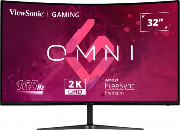 VIEWSONIC  VX3218C-2K GAMING MONITOR 31,5 1ms 165Hz VA 2560x1440 2K 250 HDMI DP 16:9 80M:1 16.7M HOPARLOR 3 KENAR CERCEVESIZ 1500R KAVIS FREESYNC PREMIUM FLICKER FREE MAVI ISIK FILTRESI TILT VESA