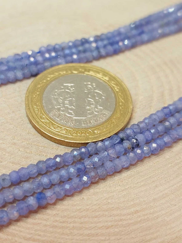 Tanzanit Taşı Rondela Faset Kesim Dizi 1.5*2.5mm (45930) - Resim 2
