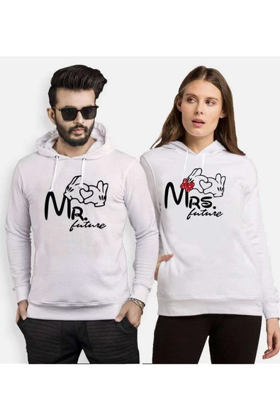 Tshirthane Mr. Mrs. Future Sevgili Kombinleri Kapüşonlu Kombini