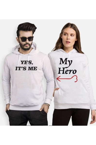 Tshirthane My Hero Yes,It's Me  Sevgili Kombinleri Kapüşonlu Kombini