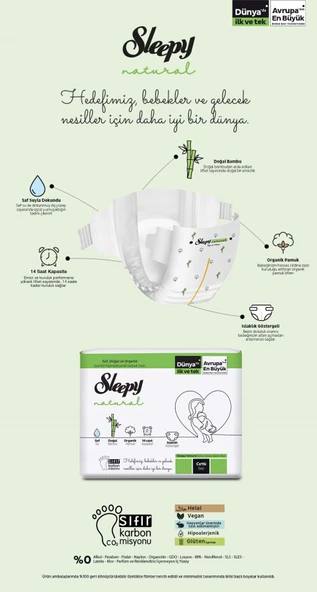 Sleepy Bebek Bezi Natural Beden:4+ (9-16Kg) Maxi Plus 132 Adet Aylık Fırsat Pk (3PK*44) - 7