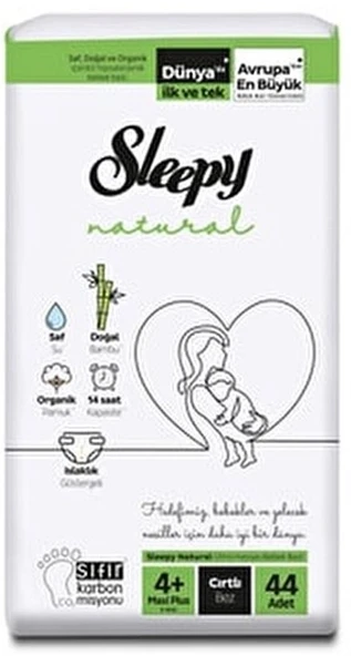 Sleepy Bebek Bezi Natural Beden:4+ (9-16Kg) Maxi Plus 396 Adet Ultra Fırsat Pk (9PK*44) - 8