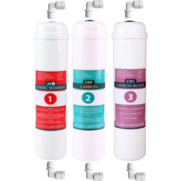 E-Water Ihlas Aura Cebilon Plus Uyumlu 3'lü Filtre Seti Ihlas Uyumlu Inline Filtre Seti