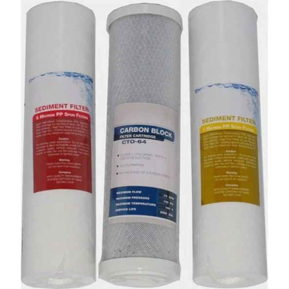 Aqualine Su Arıtma Cihazı Filtreleri Üçlü Set ürün görseli 1