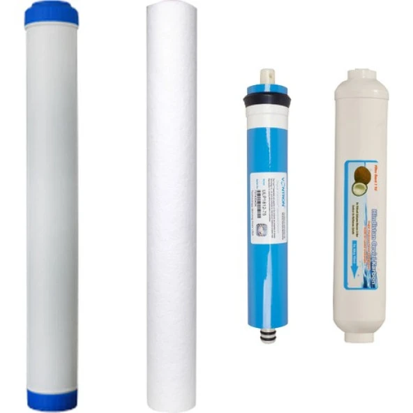 WaterGold Su Arıtma 20 inç G. Aktif Karbon, 1Micron Tortu V Membran +Filtre
