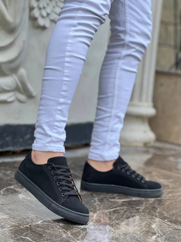 KB-122  Siyah Süet Siyah Yüksek Taban Bağcıklı Günlük Erkek Ayakkabı ürün görseli 1