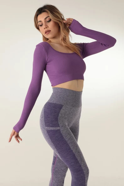 DoReMi Uzun Kollu Kare Yaka Fitilli Crop-21857 - 11