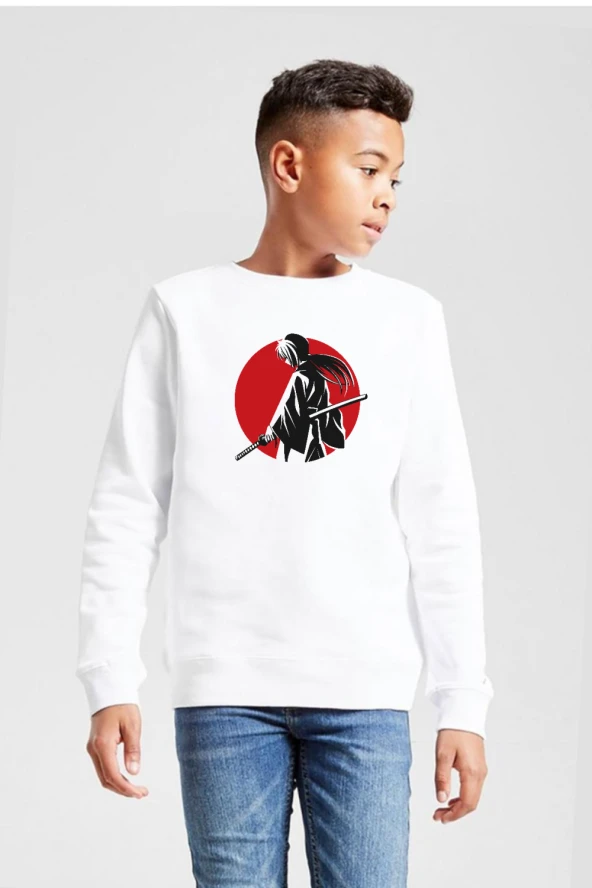 Rurouni Kenshin Samurai Logo Beyaz Çocuk 2ip Sweatshirt