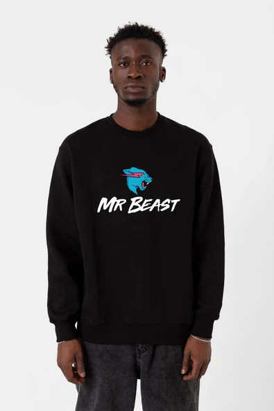 Mr Beast Siyah Erkek 2ip Sweatshirt