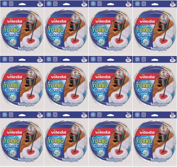 Vileda Turbo Yedek Mop Paspas Ucu (%100 Mikrofiber) (12 Li Set)