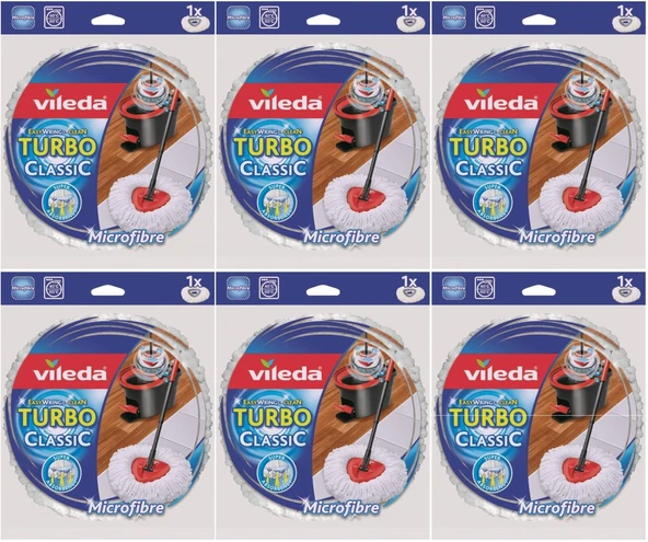 Vileda Turbo Yedek Mop Paspas Ucu (%100 Mikrofiber) (6 Lı Set)