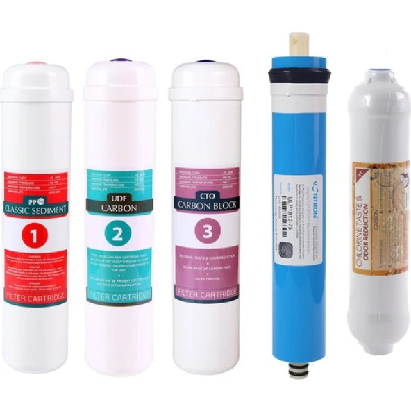 E-Water Su Arıtma Cihazı Vontron Membranlı Kapalı Kasalı Cihazlar Için Inline Filtre Takımı 5'li