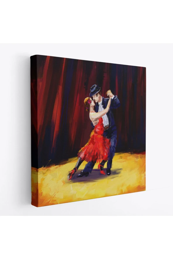 Tango Danscıları Yağlıboya Görünüm Dekoratif Kanvas Duvar Tablosu
