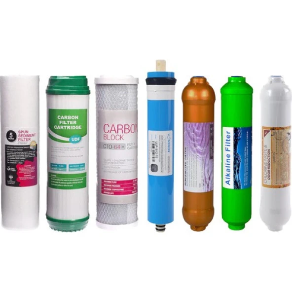 Sulook Su Arıtma Cihazı 7'li Filtre Seti Vontron Membranlı 4'lü Mineral Alkali Filtre