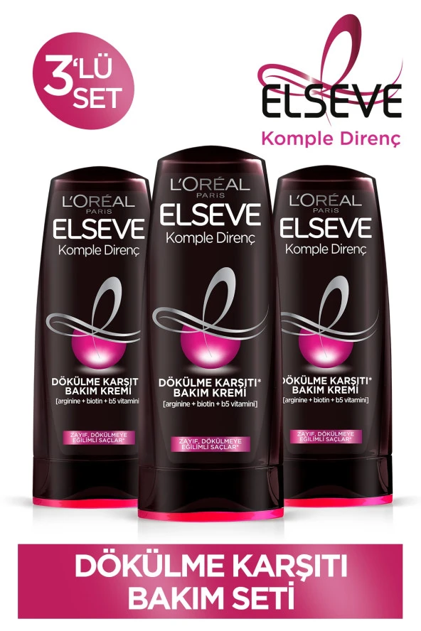 Komple Direnç Dökülme Karşıtı Bakım Kremi 360 ml 3lü Set
