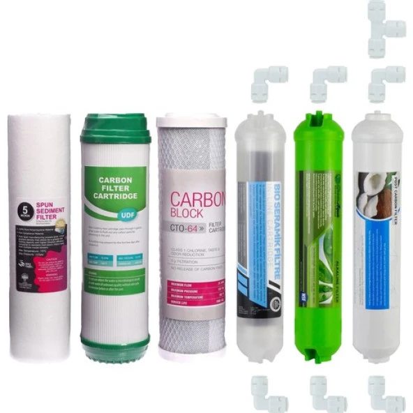Su Arıtma Cihazı Filtresi 6'lı Set Paket Aşama Membransız