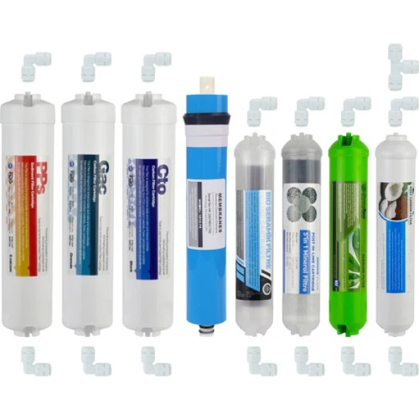 DS Natural Water Su Arıtma Cihazı Filtresi 8'li Filtre Seti Paket 12 Aşama Membran ürün görseli