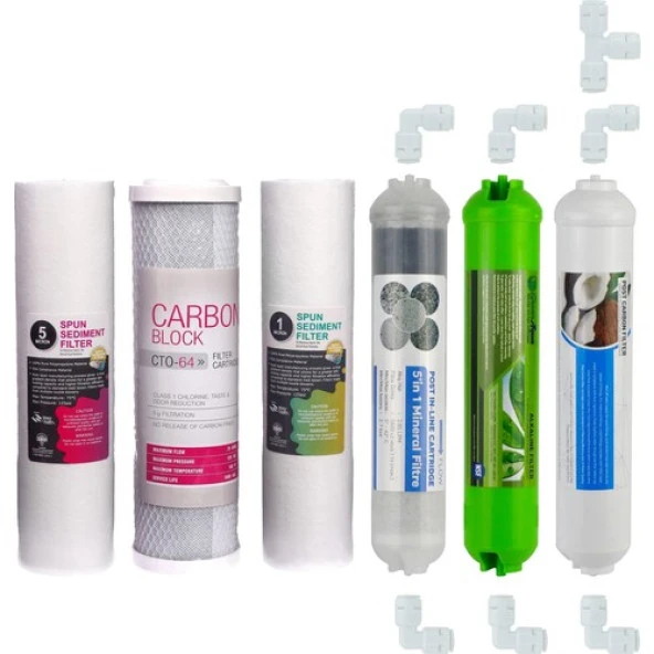 Su Arıtma Cihazı Filtresi 6'lı Set Paket Aşama Membransız