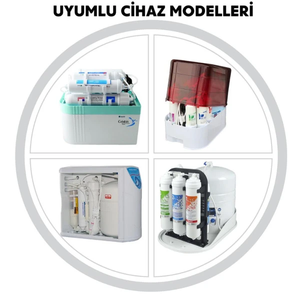 Sulook Kapalı Kasa Su Arıtma Cihazlarına Uyumlu, Üstten Çift Çubuklu Inlıne 6'lı Filtre Seti Vontron Membranlı - Resim 3