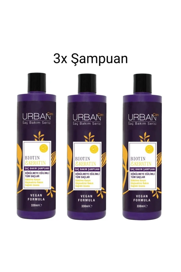 Biotin Keratin Şampuan 330 Ml 3'lü Set
