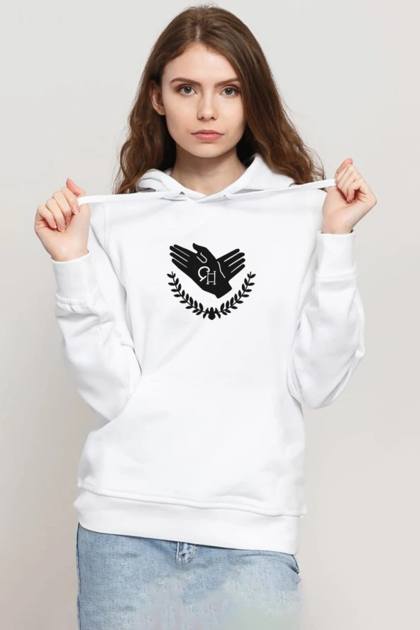 Violet Evergarden Anime CH Postal Company Logo Beyaz Kadın 3ip Kapşonlu Sweatshirt