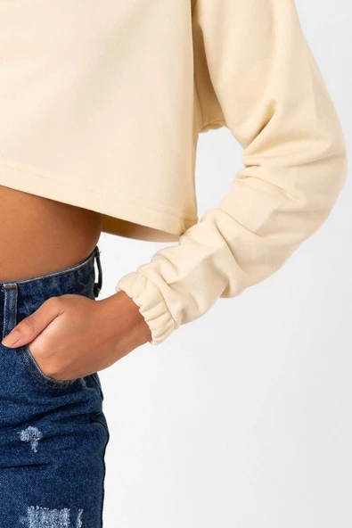 Breaking Bad Jesse Pinkman Bitch Bej Kadın Crop Kapşonlu - 2