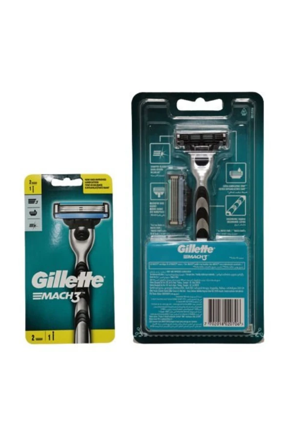 Gillette Mach3 Tıraş Makinesi+2 Yedek Tıraş Bıçağı