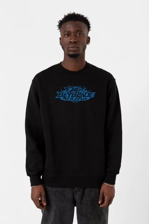 Beyblade Logo Siyah Erkek 2ip Sweatshirt