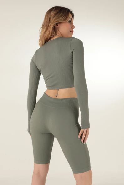 DoReMi Uzun Kollu Bisiklet Yaka Fitilli Crop-21856 - 12