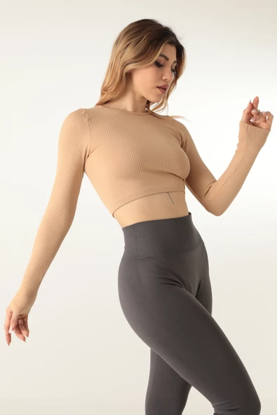 DoReMi Uzun Kollu Bisiklet Yaka Fitilli Crop-21856 - 6