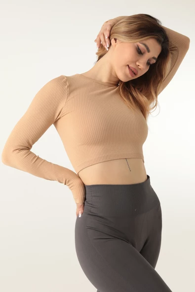 DoReMi Uzun Kollu Bisiklet Yaka Fitilli Crop-21856 - 2