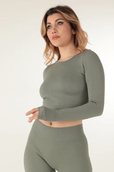 DoReMi Uzun Kollu Bisiklet Yaka Fitilli Crop-21856 - 11