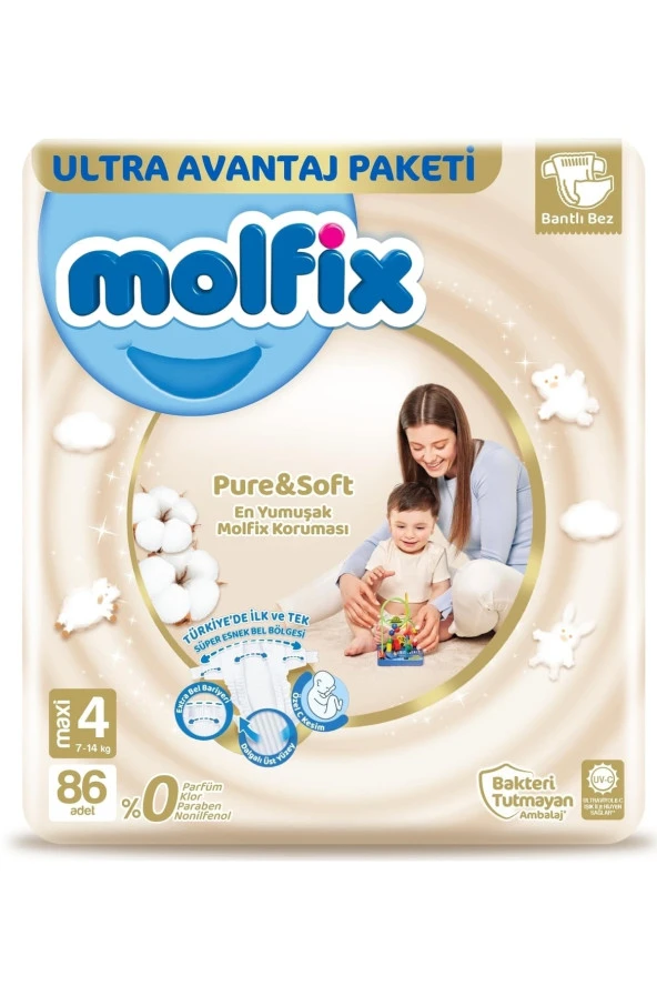 Molfix Pure & Soft Bebek Bezi Maxi 4 No 86