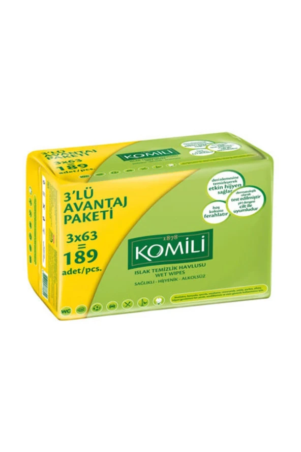 Komili Islak Havlu Mendil 3x60lı