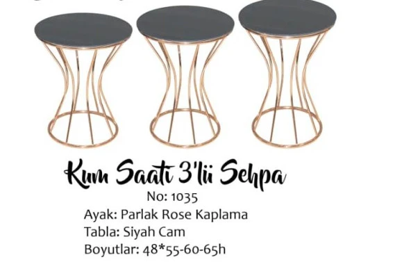 Brc Zigon 13393 Kumsaat Model Düz SİYAH tabla Metal Çelik ROSE Kaplama El Yapım