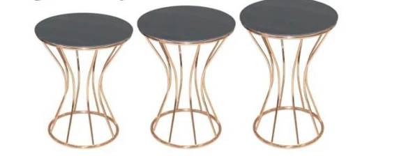 Brc Zigon 13393 Kumsaat Model Düz SİYAH tabla Metal Çelik ROSE Kaplama El Yapım - 2