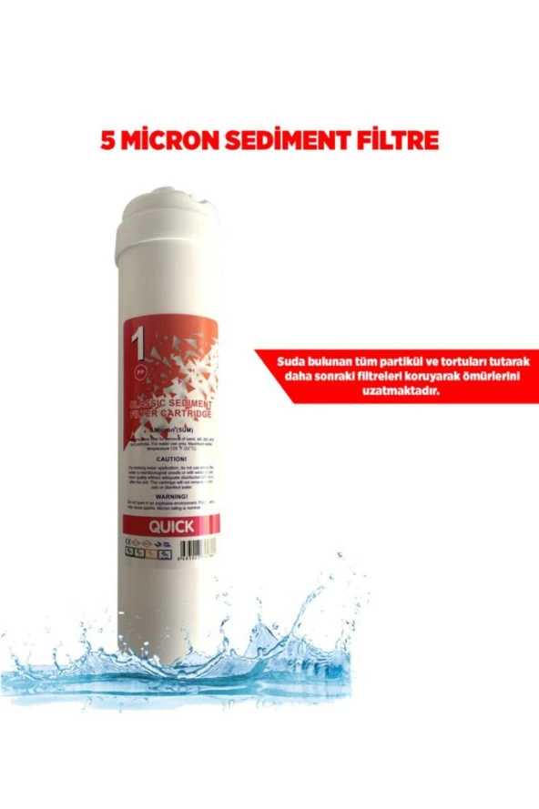 Ihlas Aura Cebilon Plus Uyumlu Su Arıtma Cihazı 12 Inç Inline 5'li Membranlı Filtre Seti