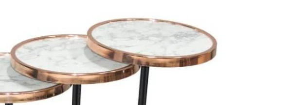 Brc Olimpik 13407 Zigon Sehpa Beyaz Mermer Desen Parlak rose Kaplama Temper cam - 3