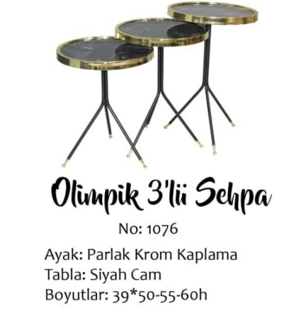 Brc Zigon Küpe 13408 Model Sehpa Metal Bakır Gold renk Kırılmaz cam tabla Elyapı