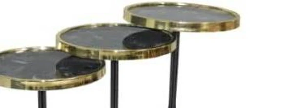 Brc Zigon Küpe 13408 Model Sehpa Metal Bakır Gold renk Kırılmaz cam tabla Elyapı - 3